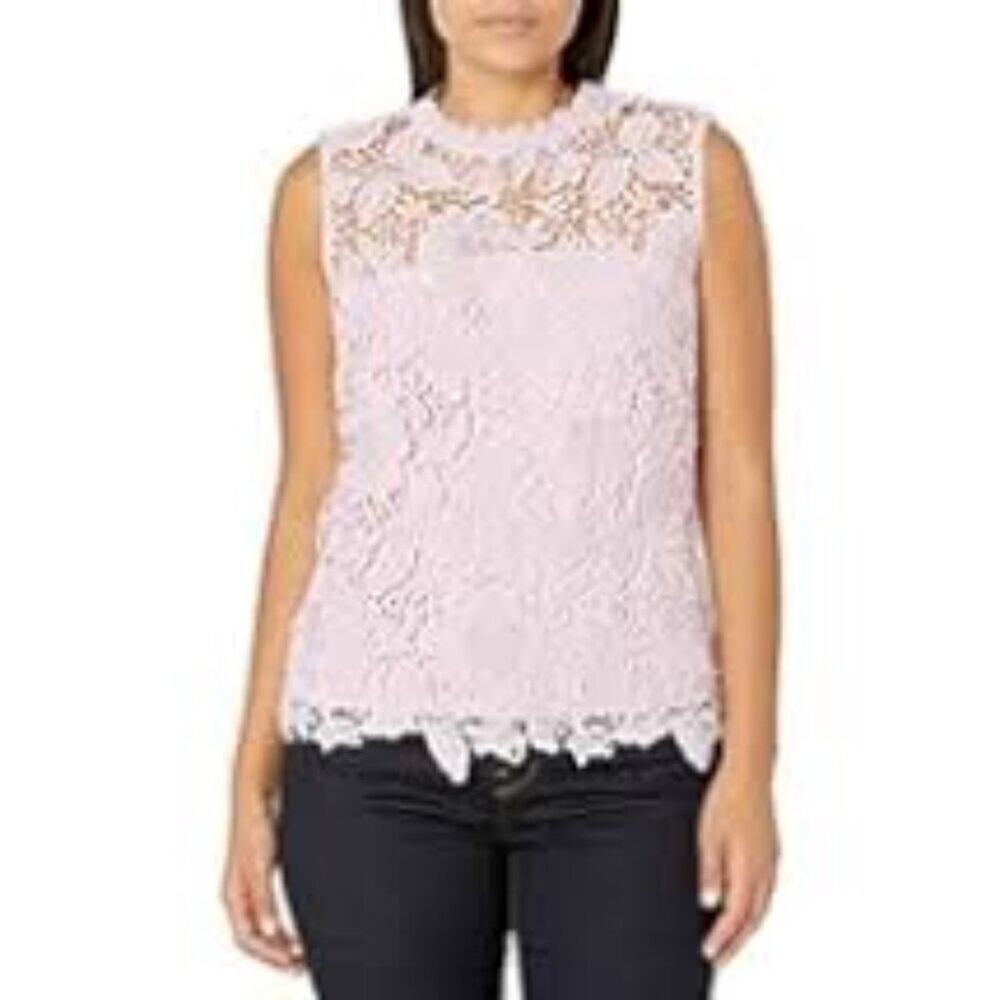 Nanette Lepore Sugar Plum Sleeveless Lace Trim Top Easter Spring Size XL